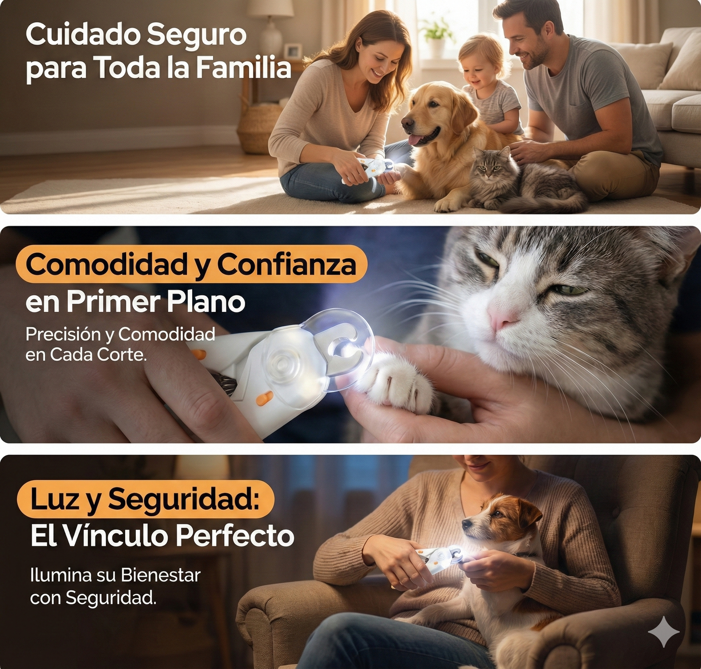 Cortaúñas SafePaws™ con Luz LED - Corte Seguro y Sin Dolor